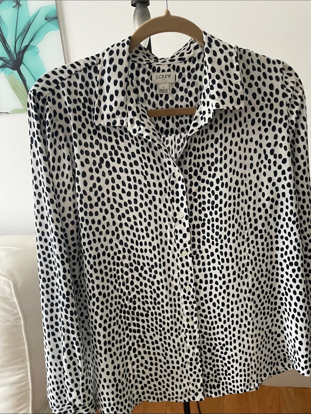 J. Crew Black & White Dalmatian-Spot Button-Down Shirt